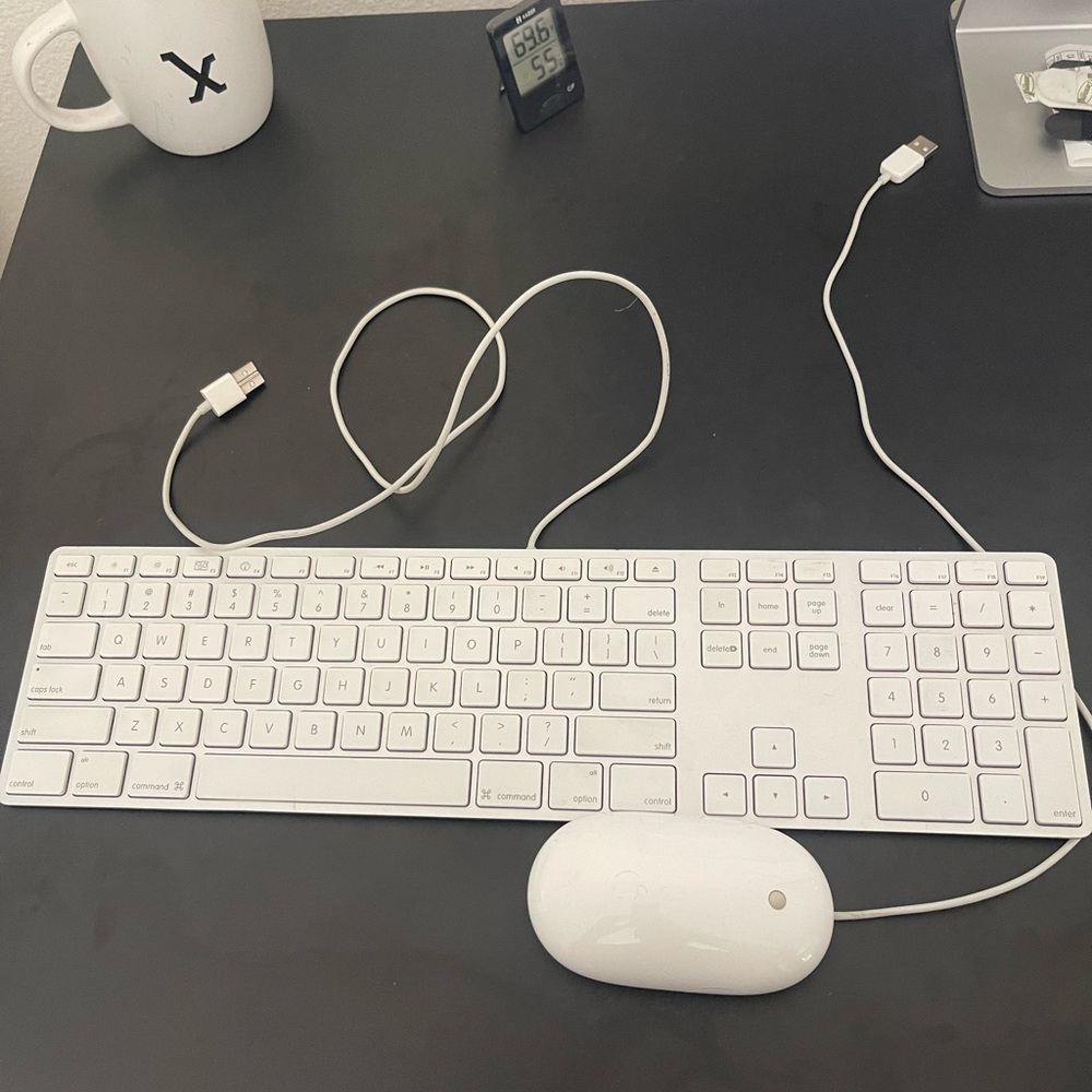 Apple White Aluminum Wired Keyboard + Mouse Combo iMAC G4 G5 eMAC A1243 A1152